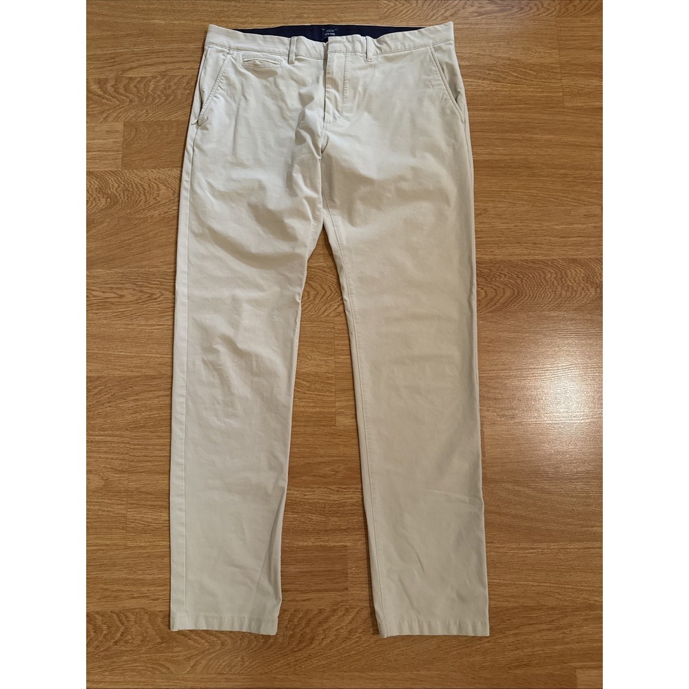 J.Crew Tech Pants Men's Beige 36x34 (36x32) 484 Slim Fit Performance Stretch